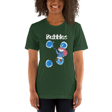 Load image into Gallery viewer, Women's T-shirts Short Sleeve Jersey T-Shirt. Bubbles. (white lettering) ©