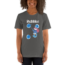 Load image into Gallery viewer, Women's T-shirts Short Sleeve Jersey T-Shirt. Bubbles. (white lettering) ©