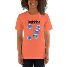 Load image into Gallery viewer, Women's T-shirts Short Sleeve Jersey T-Shirt. Bubbles. (black lettering) ©
