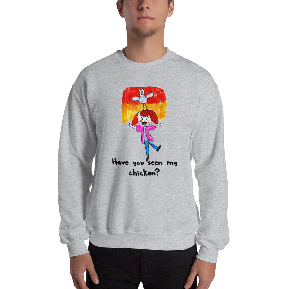 Men's Sweatshirt Unisex Heavy Blend Crewneck Sweatshirt. Have you seen my chicken? (black lettering) ©