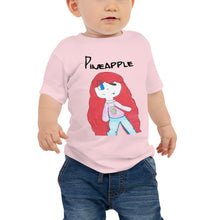 Load image into Gallery viewer, Baby T-shirt Bella + Canvas Baby Jersey Short Sleeve Tee with Tear Away Label. Pineapple. (black lettering) ©