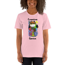 Load image into Gallery viewer, Women's T-shirts Short Sleeve Jersey T-Shirt. Creative Genius. (black lettering) ©