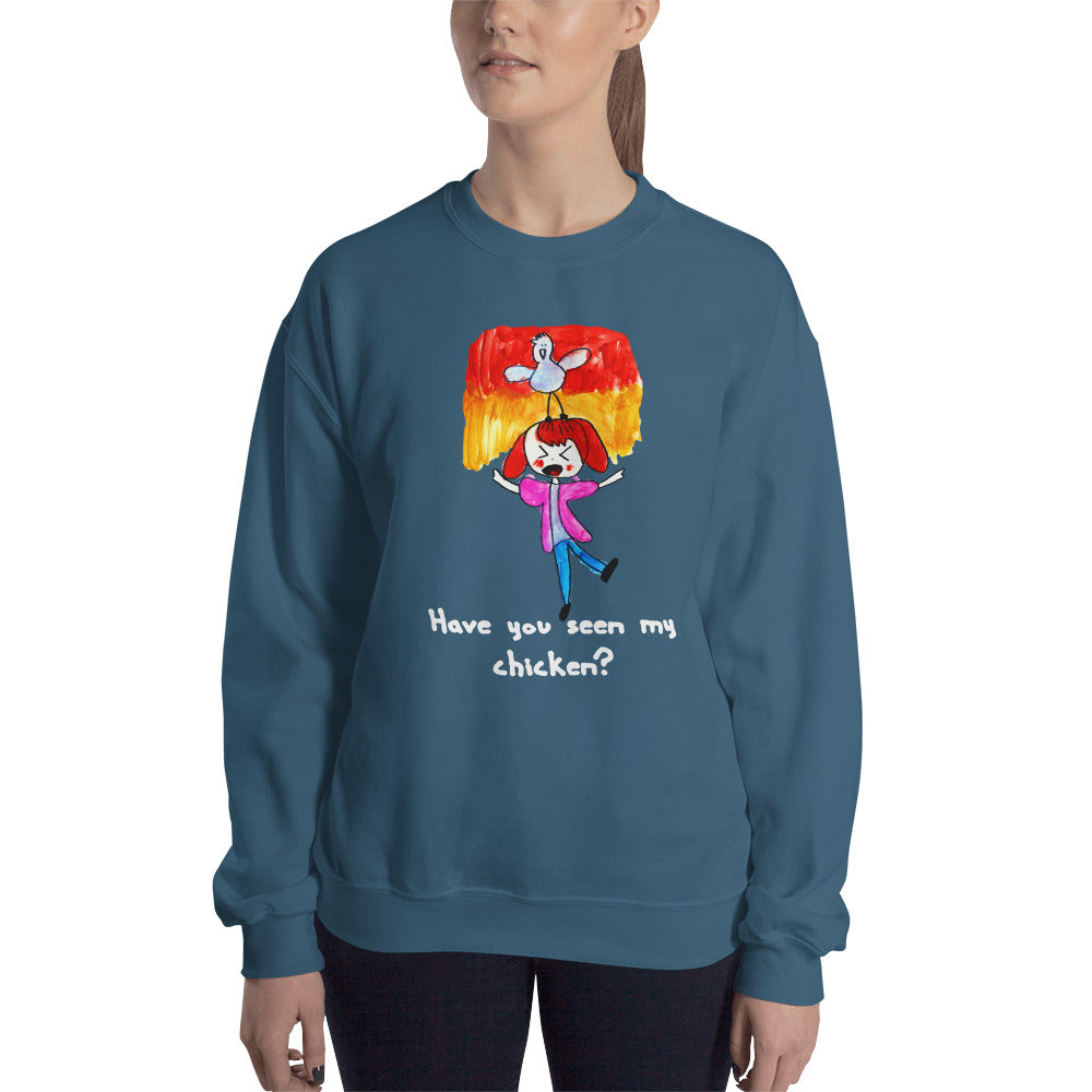 Women's Gildan Sweatshirt Unisex Heavy Blend Crew-neck Sweatshirt. Have you seen my chicken? (white lettering) ©