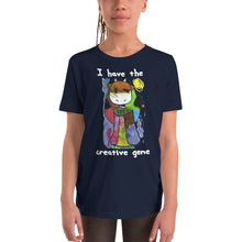 Load image into Gallery viewer, Youth T-shirt Bella + Canvas Short Sleeve Tee with Tear Away Label. I have the creative gene. (white lettering) ©