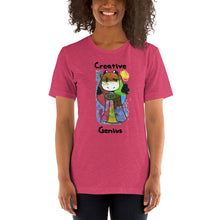 Load image into Gallery viewer, Women's T-shirts Short Sleeve Jersey T-Shirt. Creative Genius. (black lettering) ©
