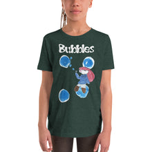 Load image into Gallery viewer, Youth T-shirt Bella + Canvas Short Sleeve Tee with Tear Away Label. Bubbles. (white lettering) ©