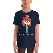 Load image into Gallery viewer, Youth T-shirt Bella + Canvas Short Sleeve Tee with Tear Away Label. They went that way. (white lettering) ©