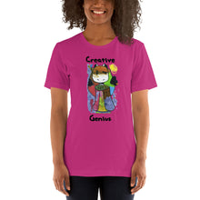 Load image into Gallery viewer, Women's T-shirts Short Sleeve Jersey T-Shirt. Creative Genius. (black lettering) ©