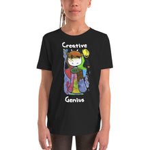 Load image into Gallery viewer, Youth T-shirt Bella + Canvas Short Sleeve Tee with Tear Away Label. Creative Genius. (white lettering) ©